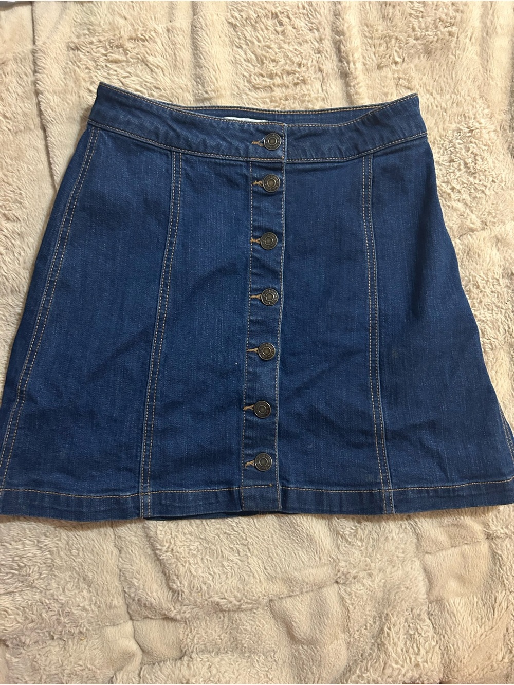 Mudd Dark Blue Denim A-Line Button-Front Skirt